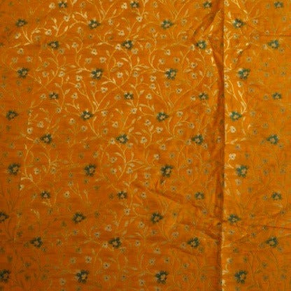 Saffron Orange With Golden Floral Brocade Fabric Trade UNO