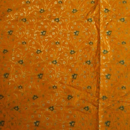 Saffron Orange With Golden Floral Brocade Fabric Trade UNO