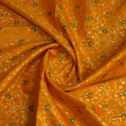 Saffron Orange With Golden Floral Brocade Fabric Trade UNO