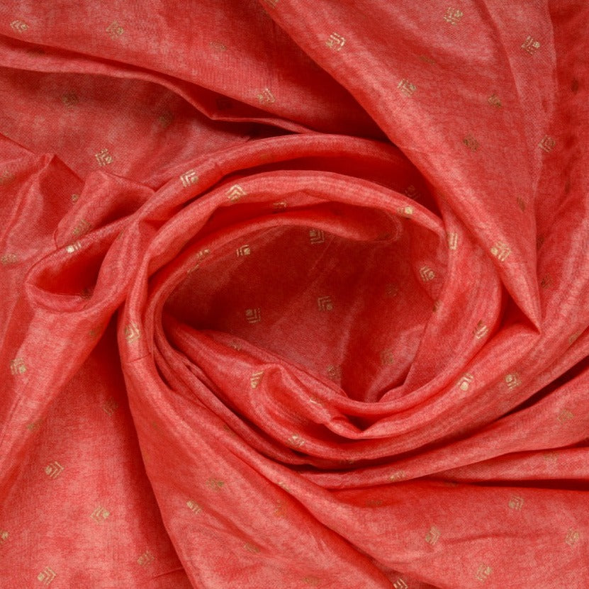 Orange Foil Print Rayon Viscose Fabric Trade UNO