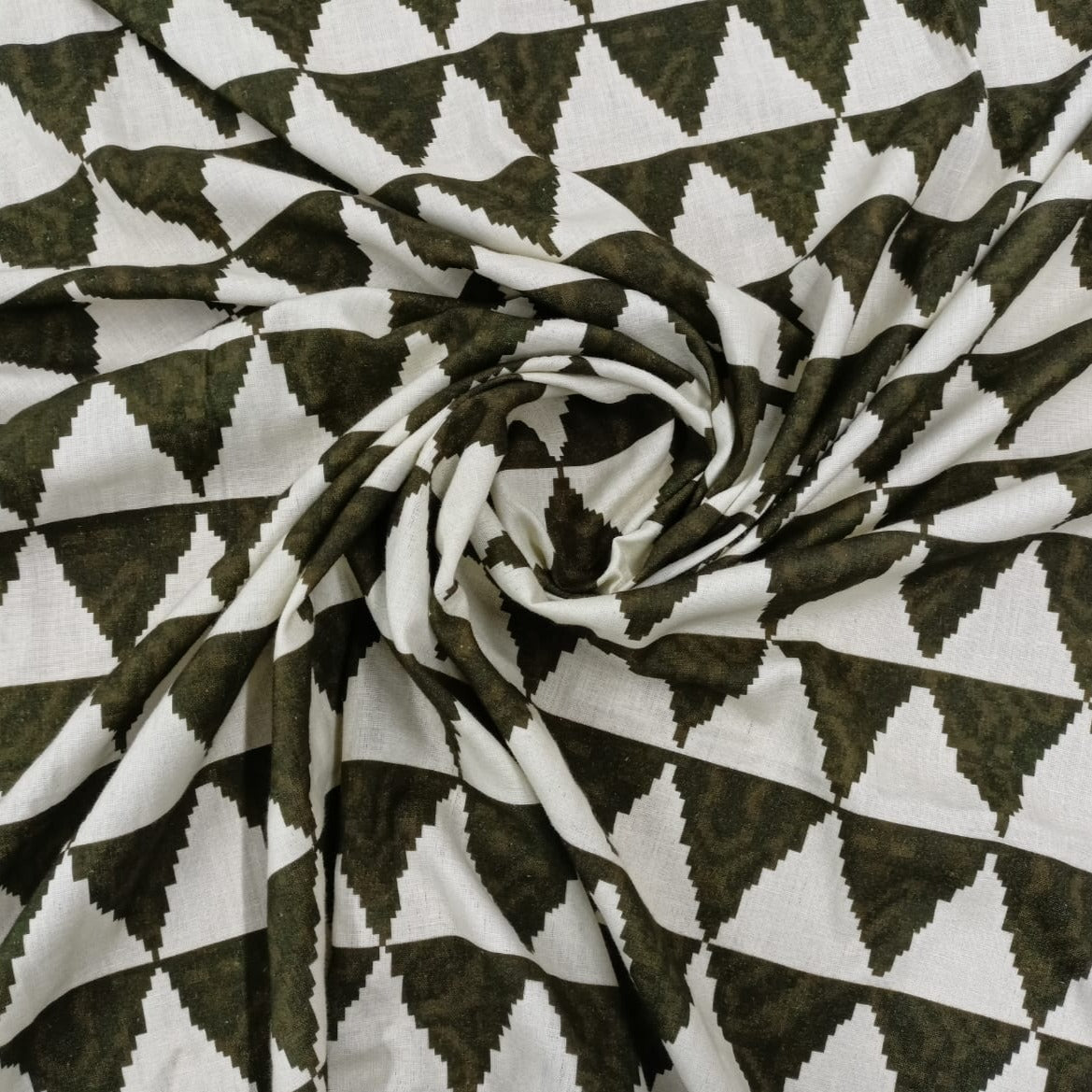 Brown & Cream Geometrical Print Viscose Fabric Trade UNO