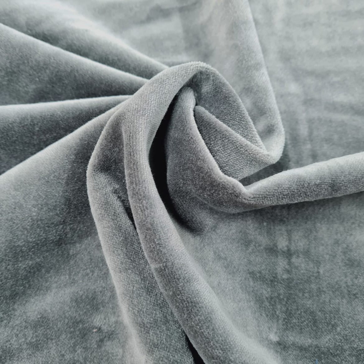 Grey Solid Poly Velvet Fabric Trade UNO