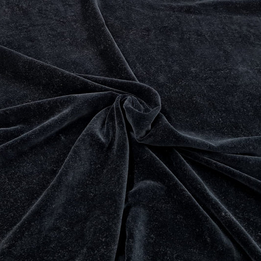 Black Solid Cotton Velvet Fabric Trade UNO