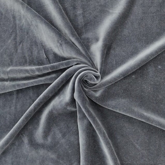 Dark Grey Solid Cotton Velvet Fabric Trade UNO