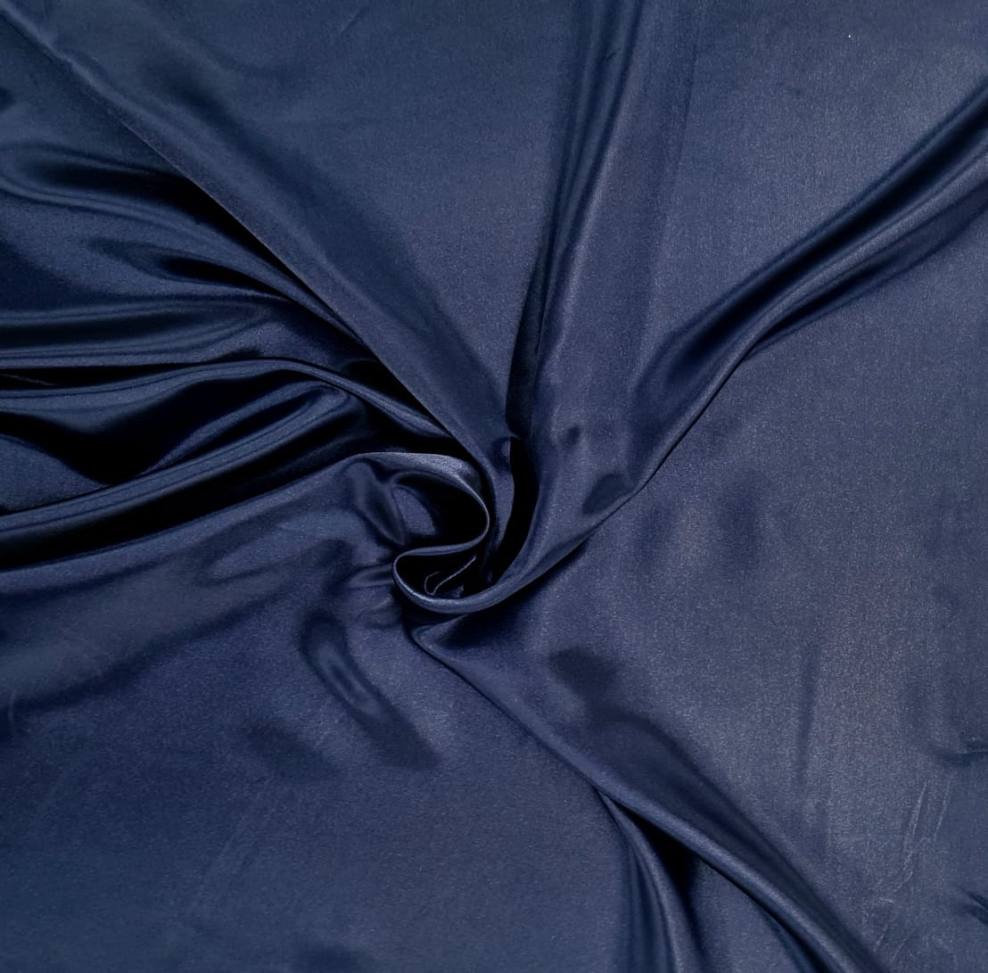 Navy Blue Solid Poly Satin Fabric Trade UNO