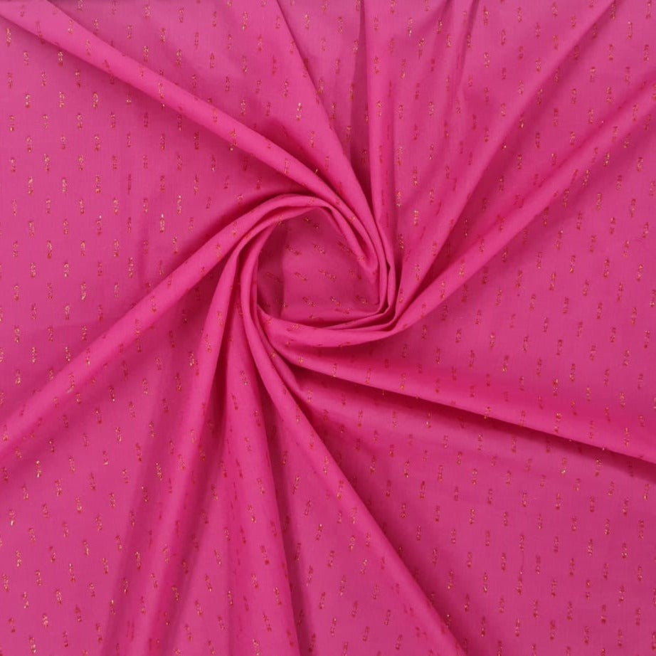 Magenta Pink Solid Jacquard Cotton Fabric 48 Inches Plain Weave