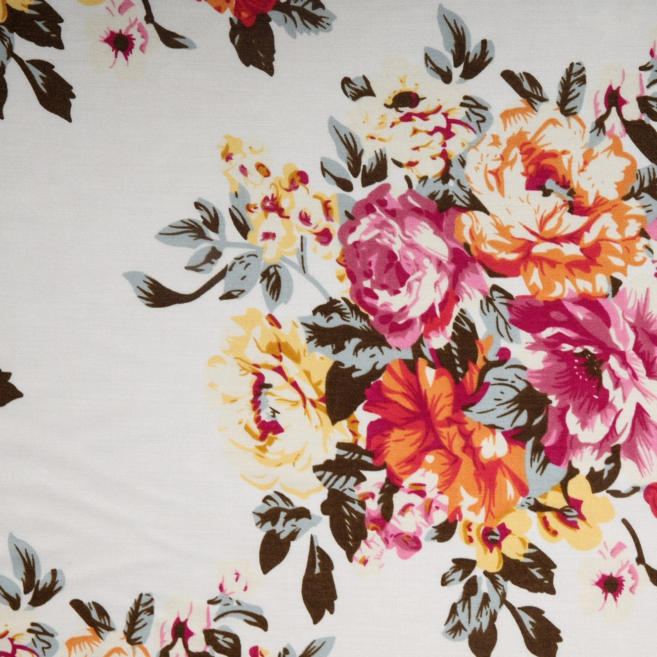 Buy White Colorful Floral Print Rayon Fabric Online