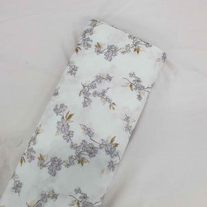 White Floral With Foil Print Rayon Fabric