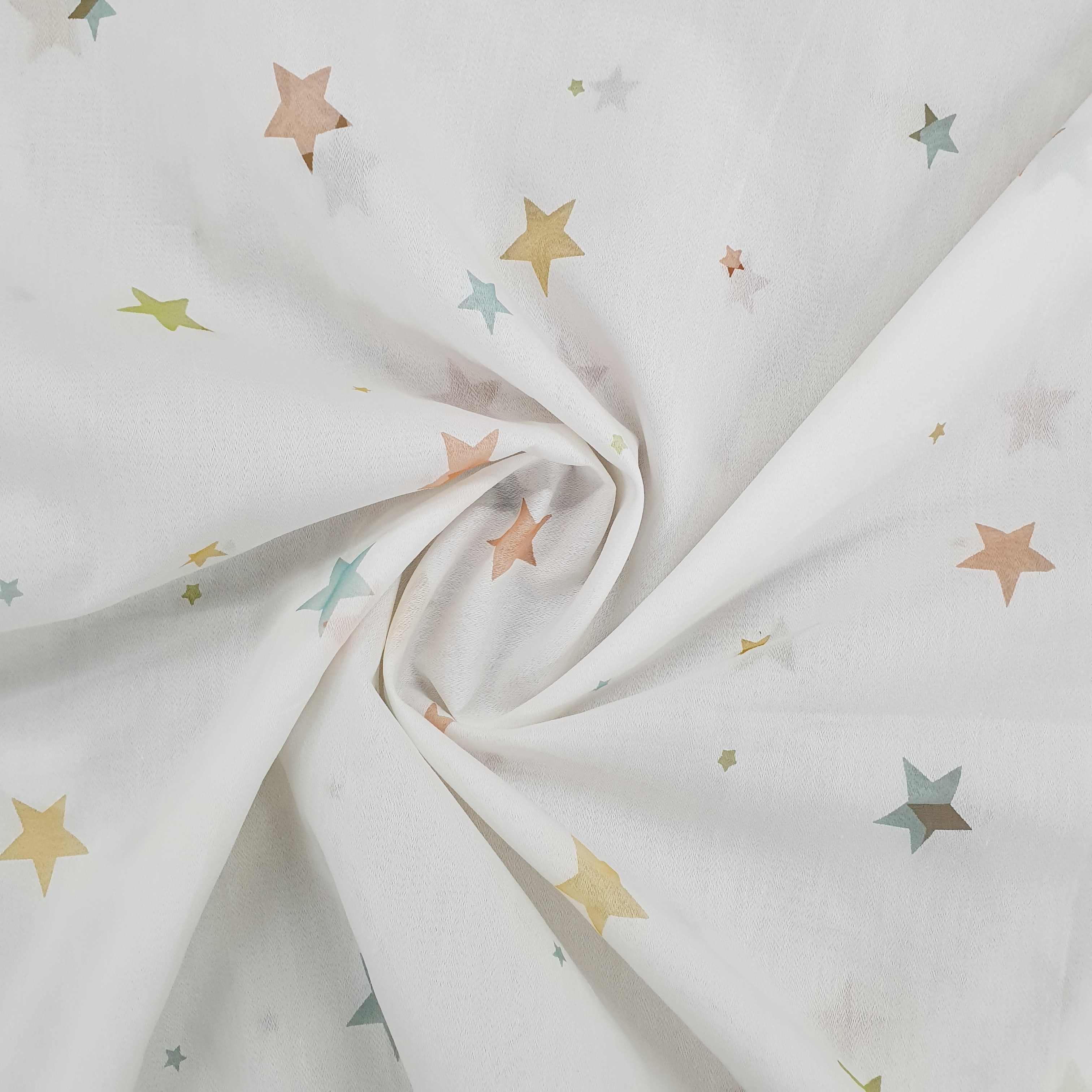 White Kids Digital Print Organza Fabric Trade UNO