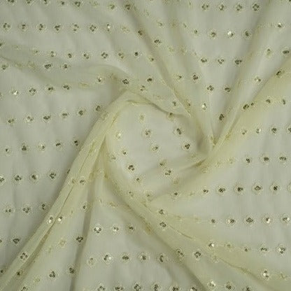 White Mirror With Sequence Thread Work Georgette Fabric Trade UNO