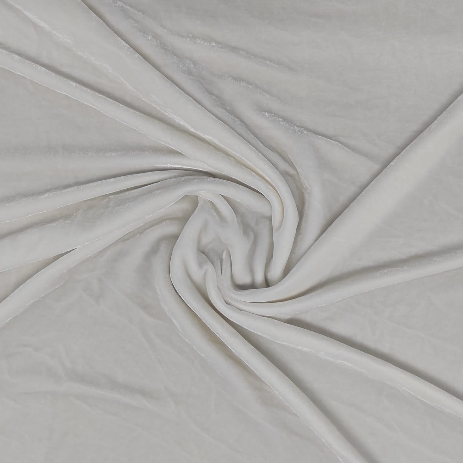 White Solid Viscose Poly Velvet Fabric Trade UNO
