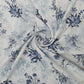 White & Blue Floral With Foil Print Cotton Slub Fabric Trade UNO