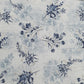 White & Blue Floral With Foil Print Cotton Slub Fabric Trade UNO