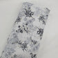 White & Grey Floral With Foil Print Cotton Slub Fabric Trade UNO