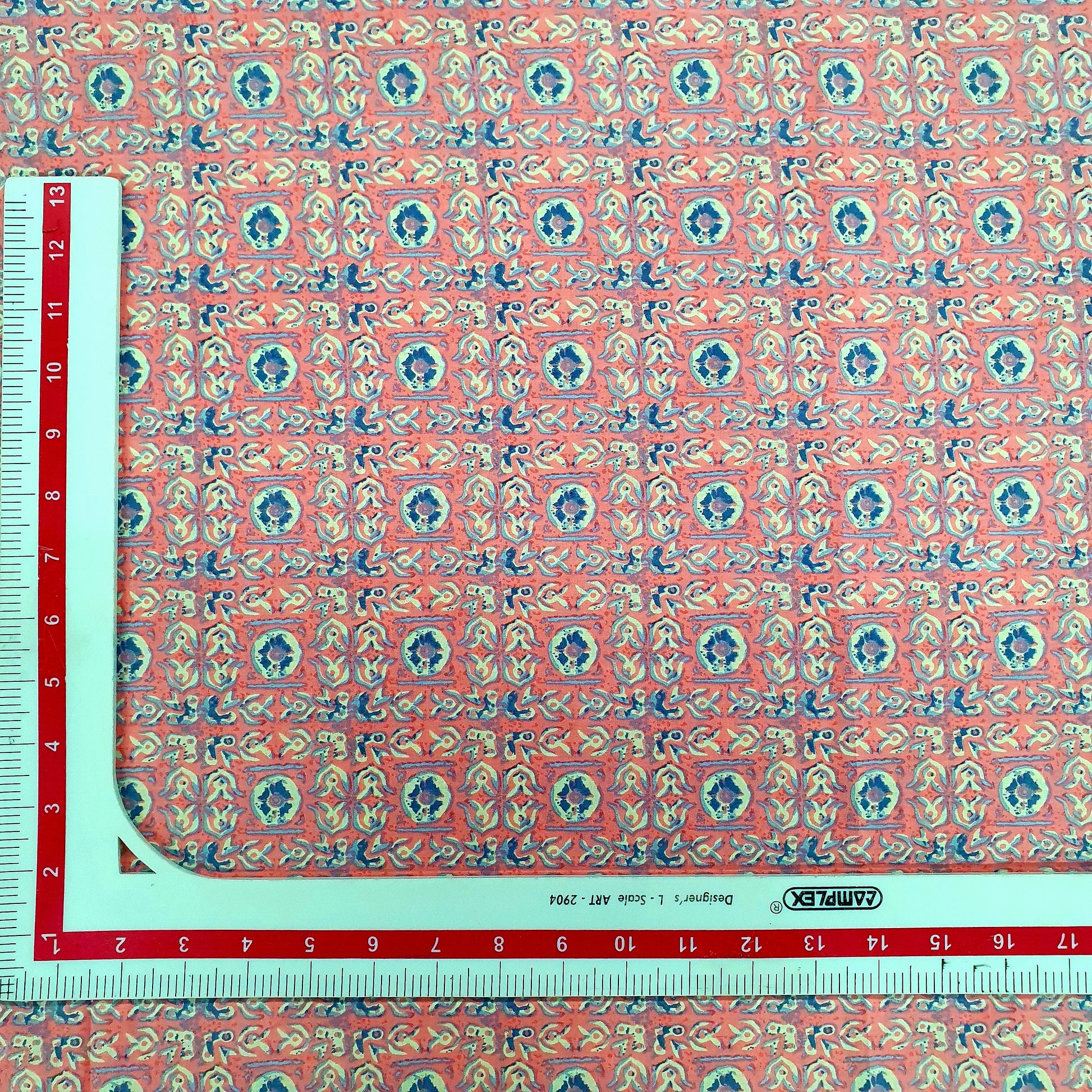 White & Pink Handblock Cotton Fabric Trade UNO