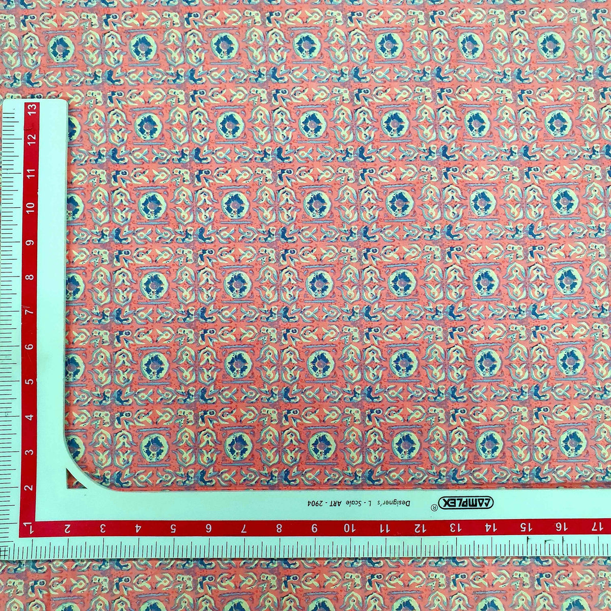 White & Pink Handblock Cotton Fabric