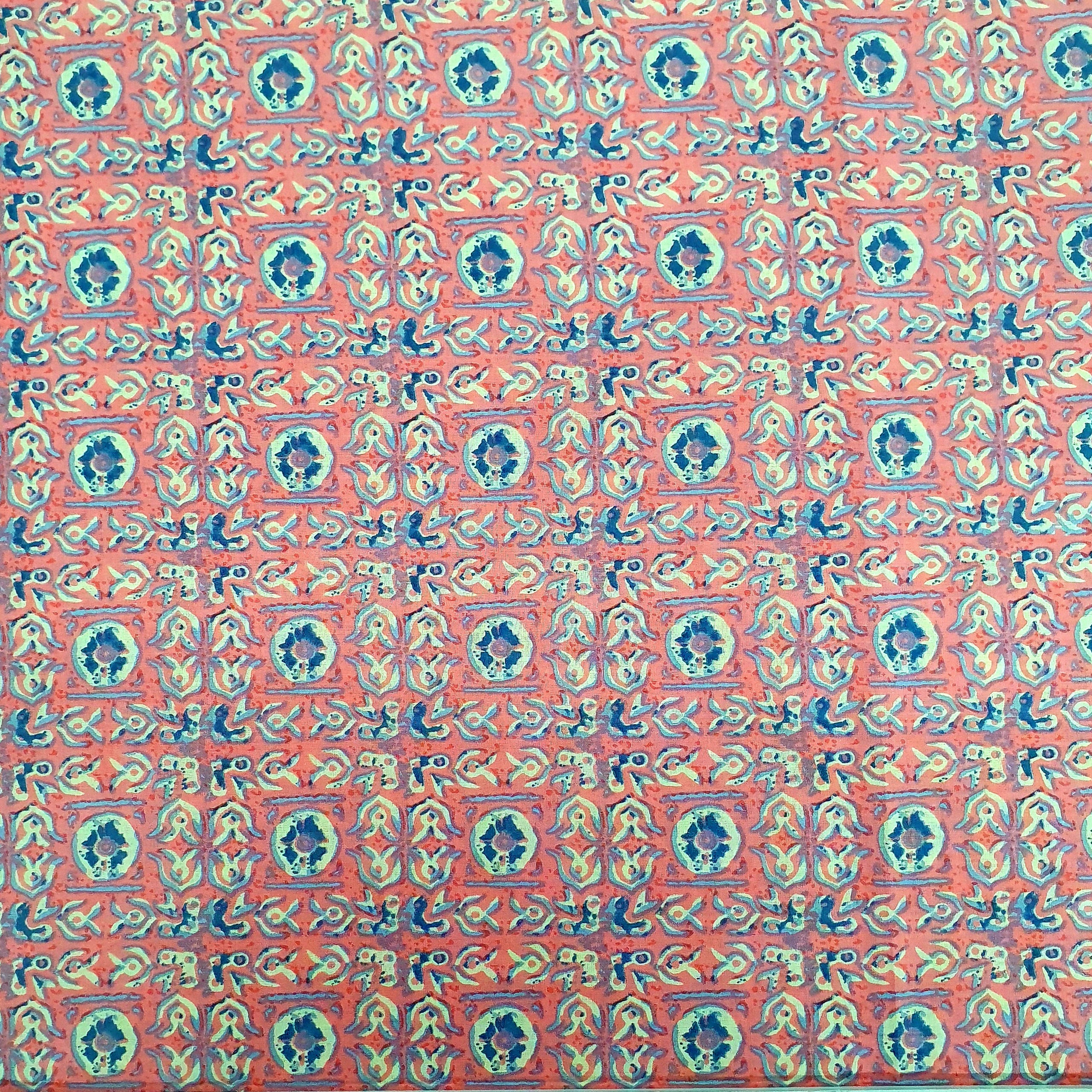 White & Pink Handblock Cotton Fabric Trade UNO