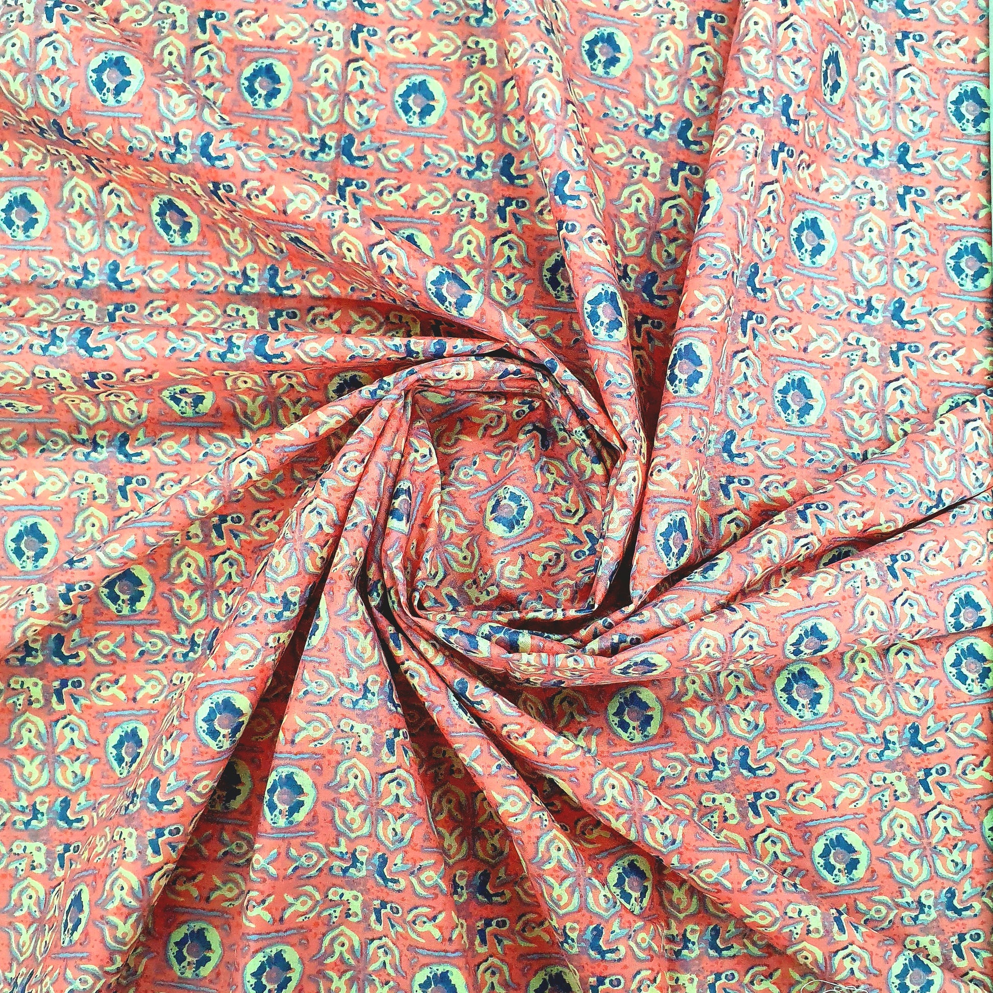 White & Pink Handblock Cotton Fabric Trade UNO