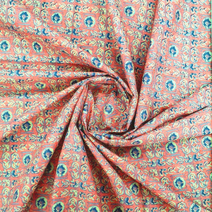 White & Pink Handblock Cotton Fabric