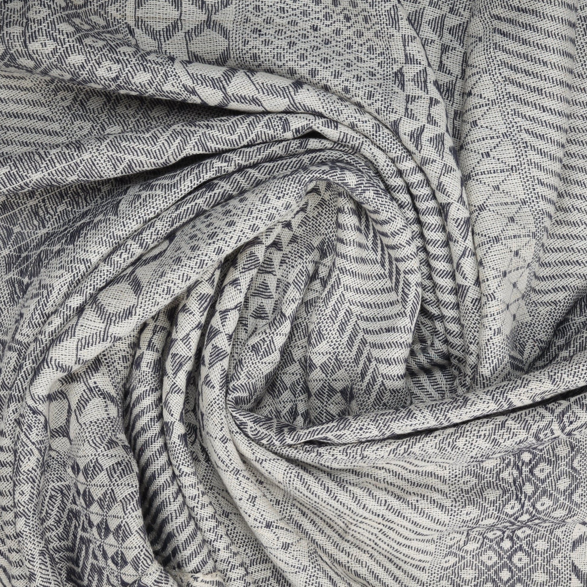 White n Grey Geometrical Tapestry Fabric Trade UNO
