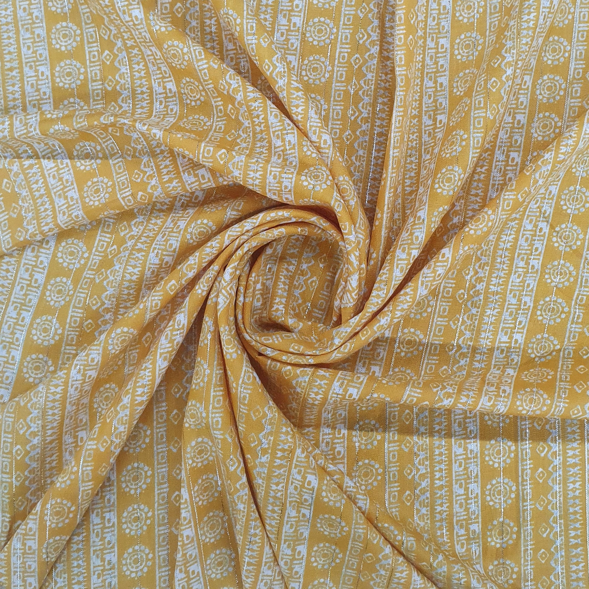 Yellow Traditional with Lurex Cotton Slub Fabric Trade UNO