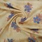 Yellow Floral With Foil Print Cotton Slub Fabric Trade UNO