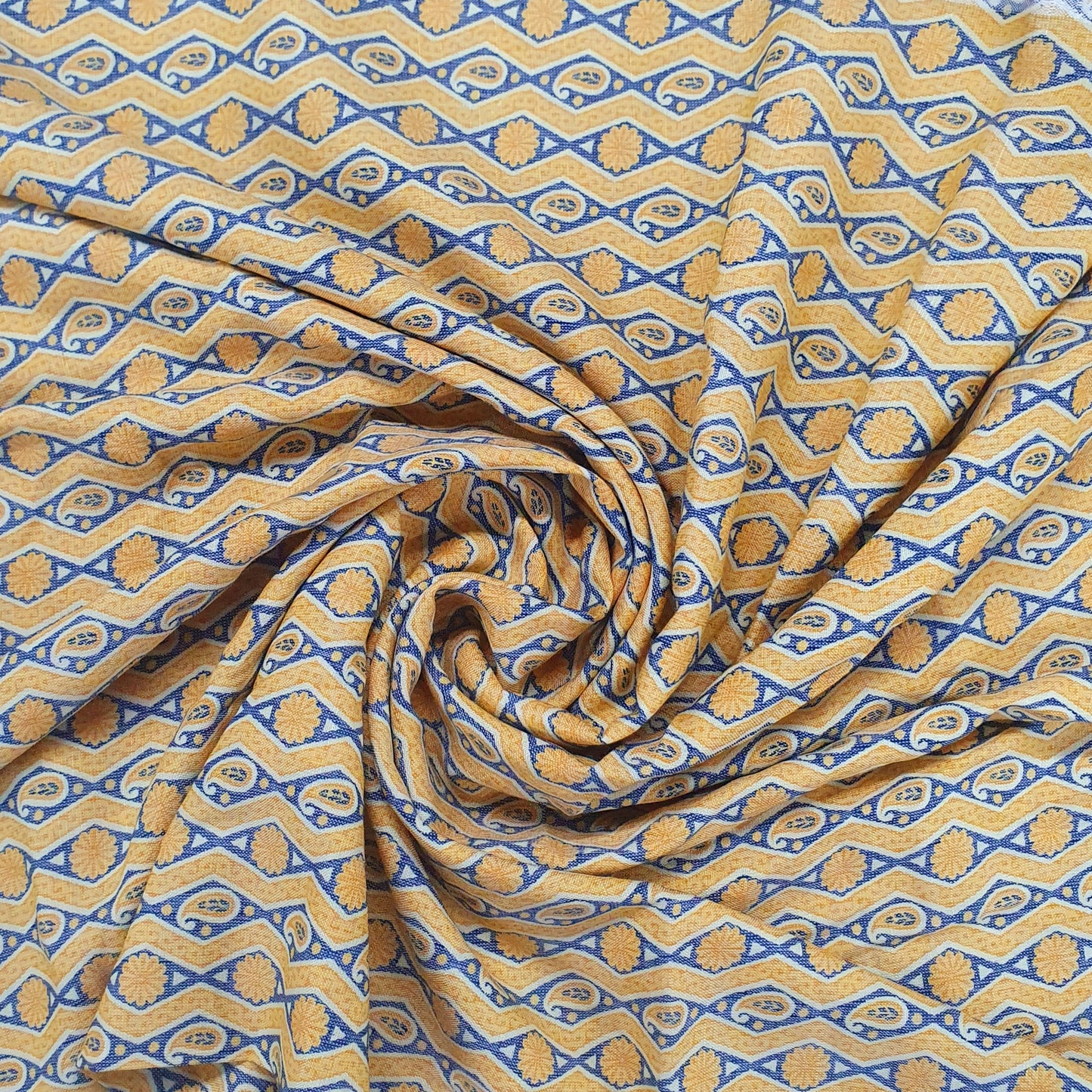Yellow Geometrical Print Poly Rayon Fabric Trade UNO