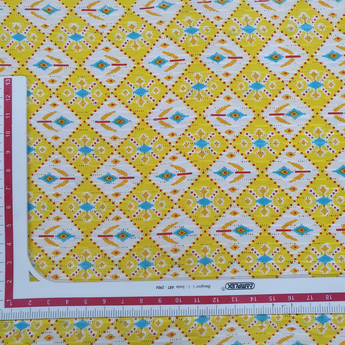 Yellow Ikkat Patola Print Cotton Dobby Fabric Trade UNO