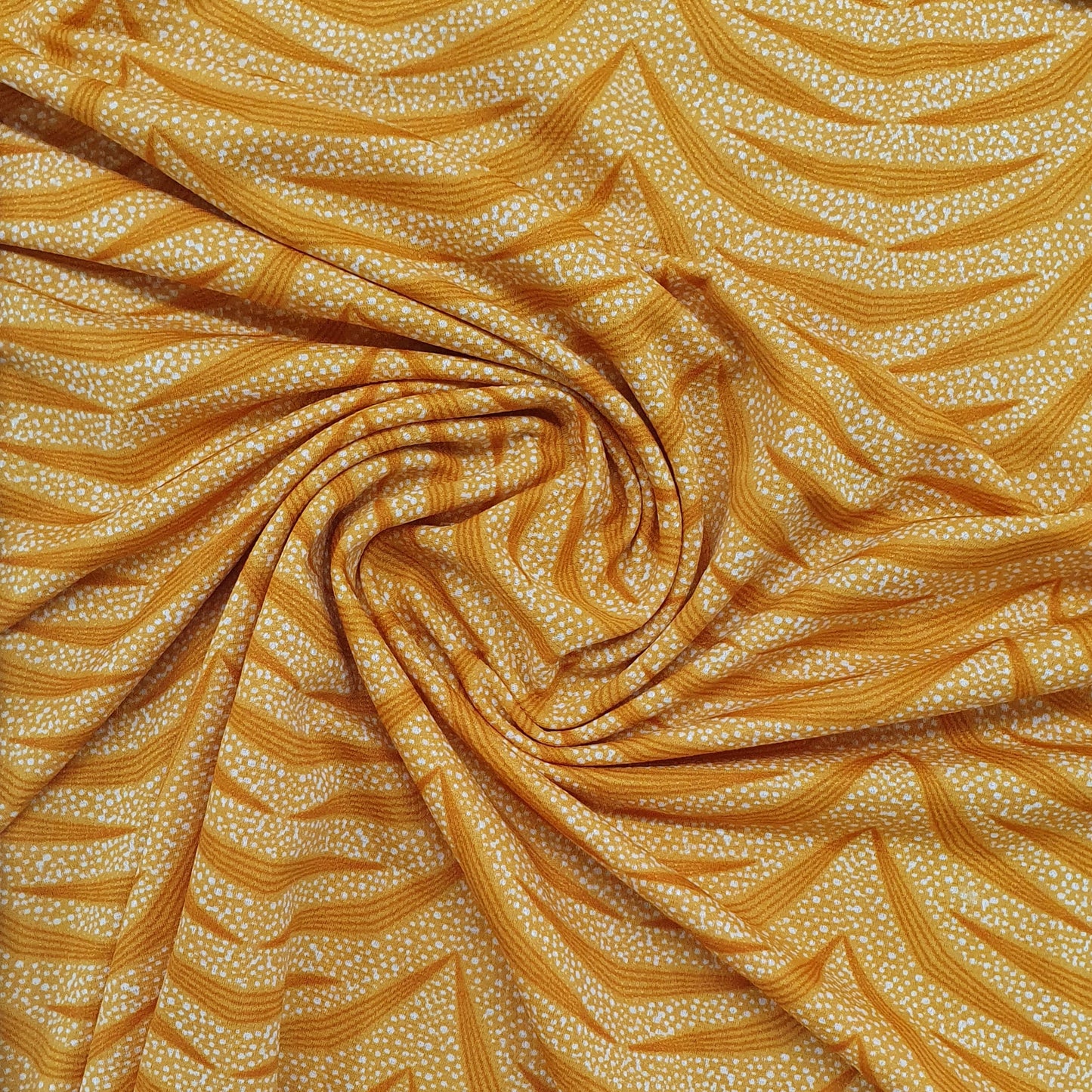 Yellow Leaf Print Knitted Lycra Fabric Trade UNO