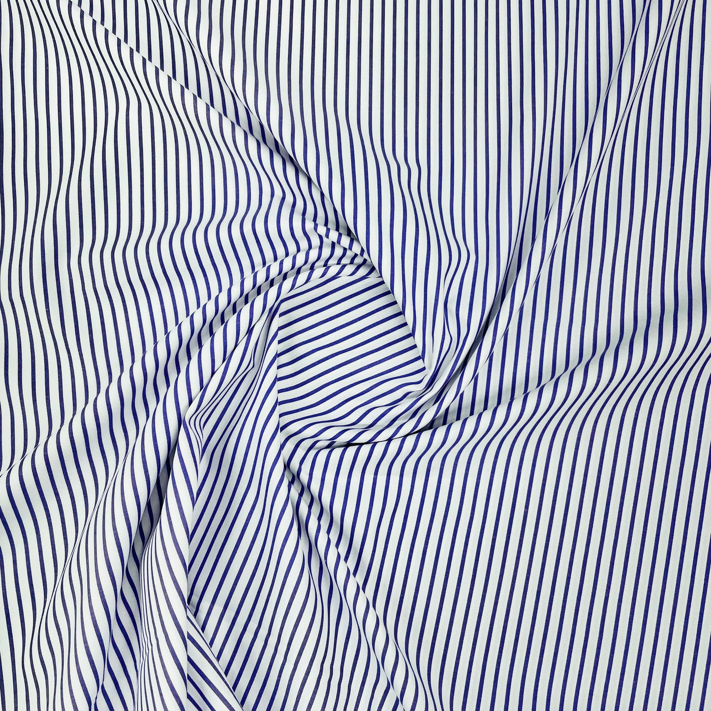 White & Blue Stripe Regency Cotton Fabric - TradeUNO