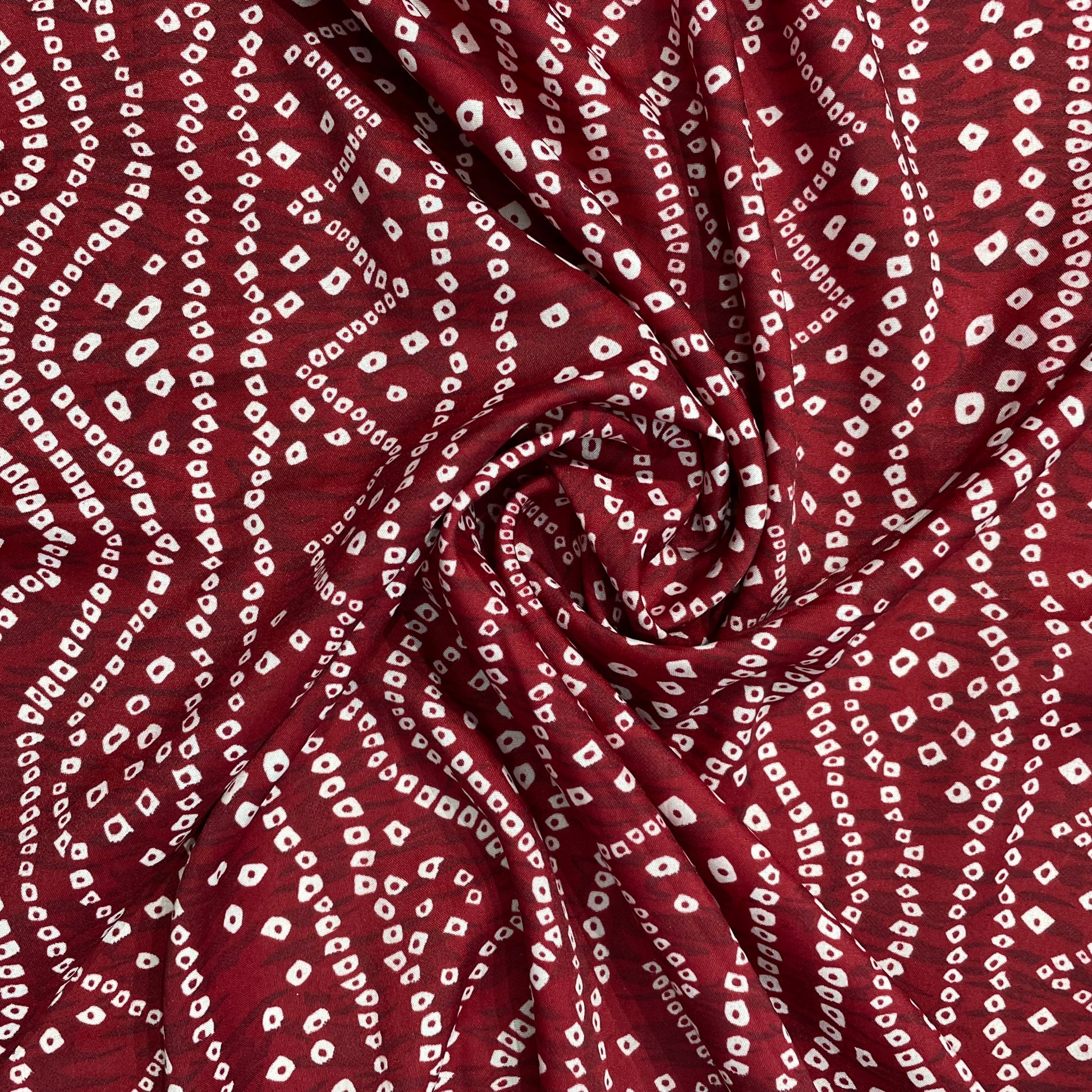 Maroon Bandhani Print Crepe Fabric - TradeUNO