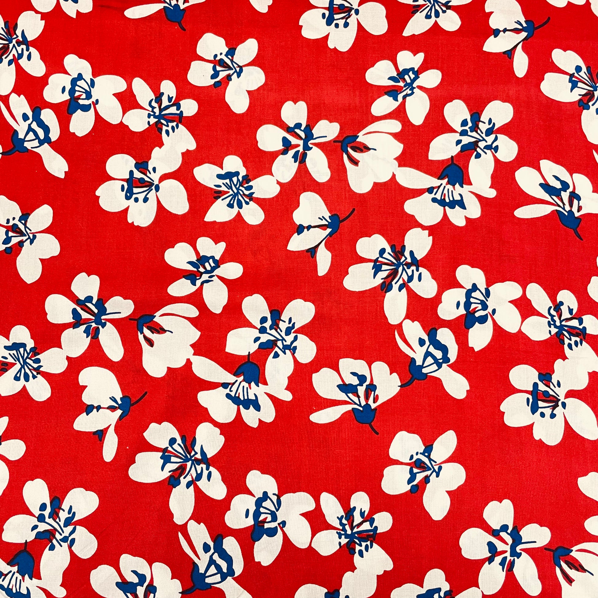 Dark Blue With Pink Floral Print Rayon Fabric - TradeUNO