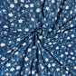 Navy Blue Floral Pleated Knitted Satin Fabric - TradeUNO