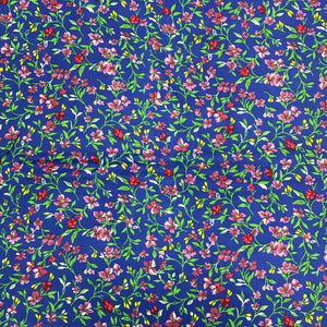 Blue With Green Floral Print Rayon Fabric - TradeUNO