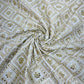 White with gold zari Embroidery Sequence Dyeable Georgette Fabric - TradeUNO