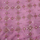 Light Pink Geometrical Embroidery With Sequence Upada Silk Fabric
