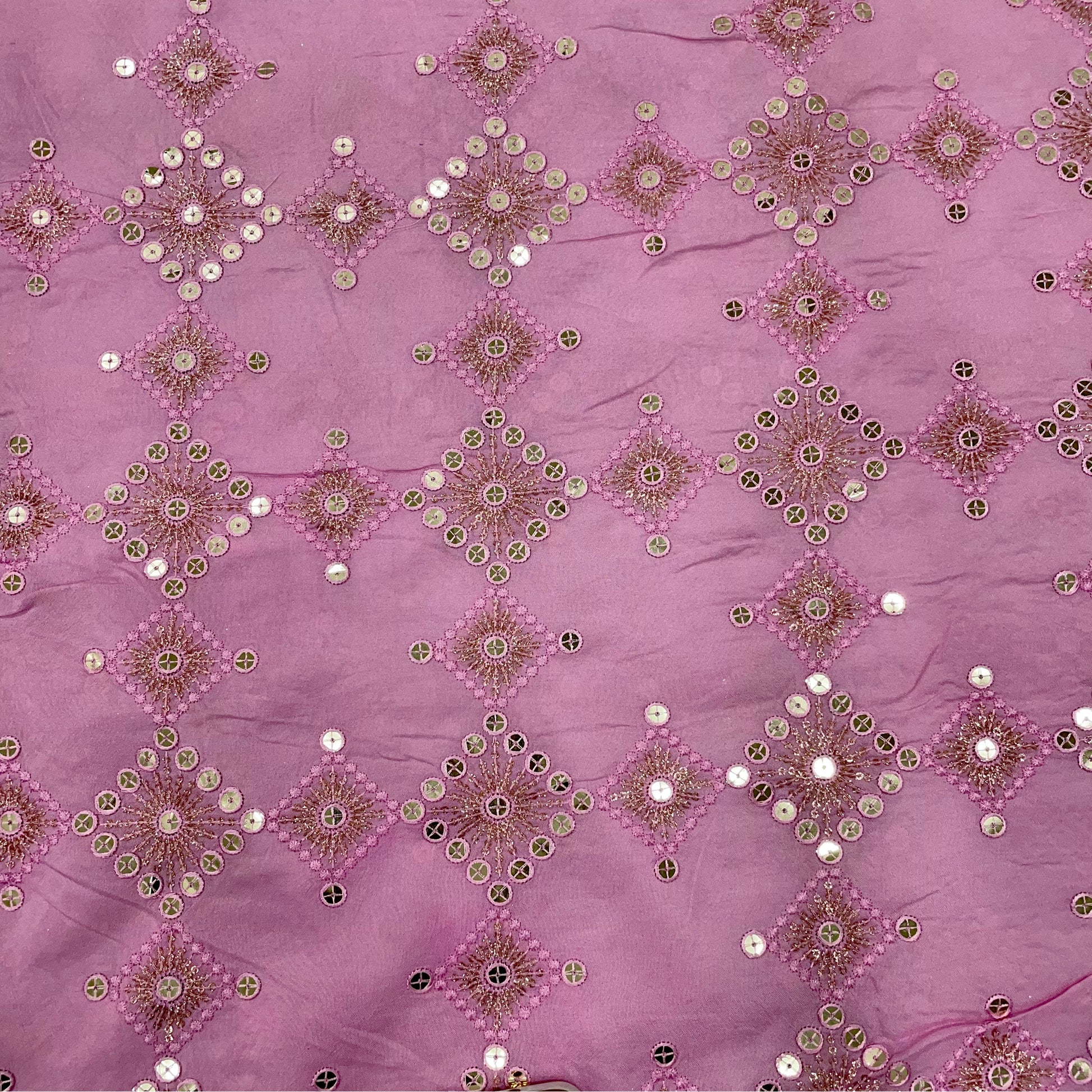 ight Pink Geometrical Embroidery ight Pink Geometrical Embroidery With Sequence Upada Silk Fabric With Sequence Upada Silk Fabric<