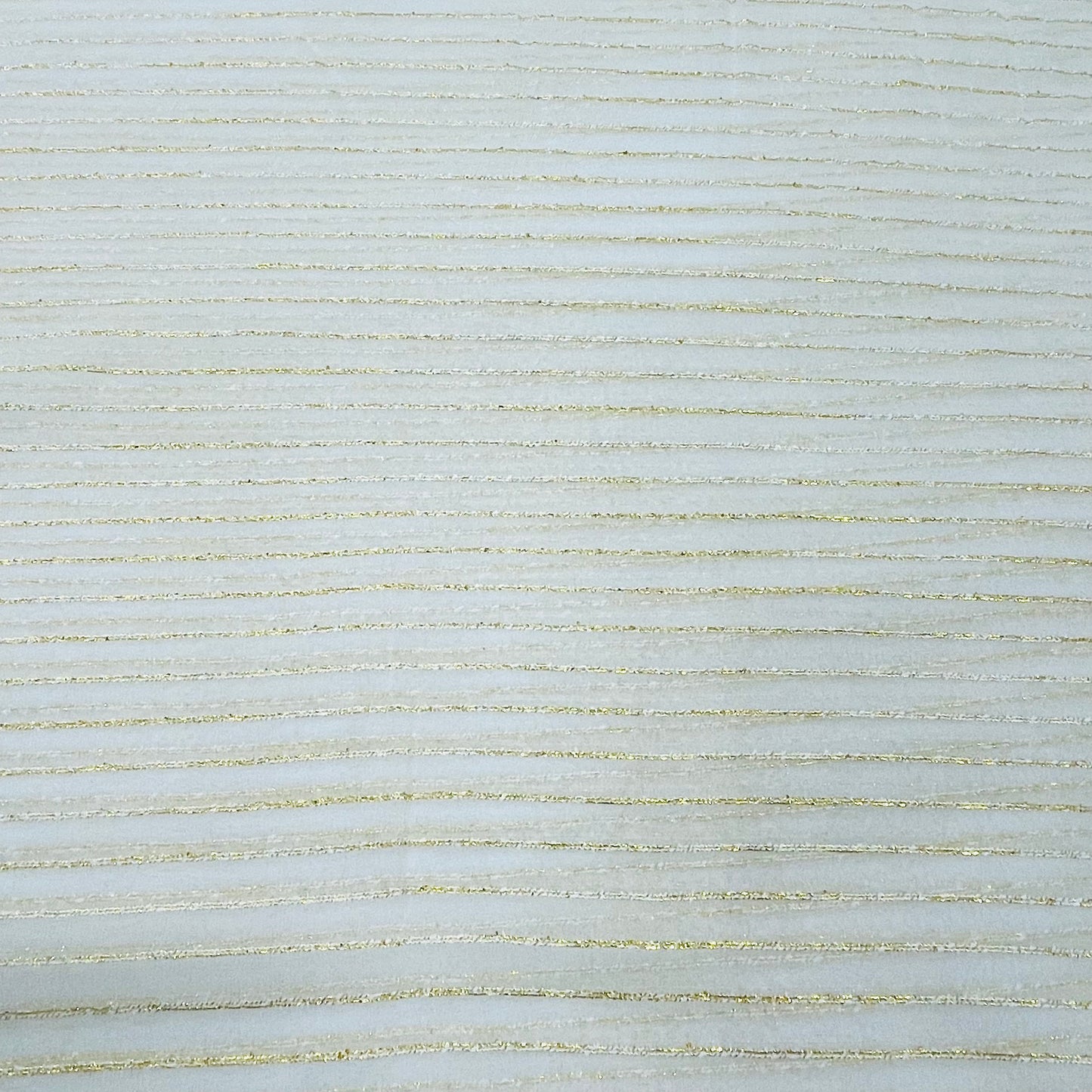 White with Golden Lurex Stripes Georgette Jacquard Dyeable Fabric
