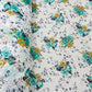 White with Green Floral Chiffon Dobby Fabric - TradeUNO