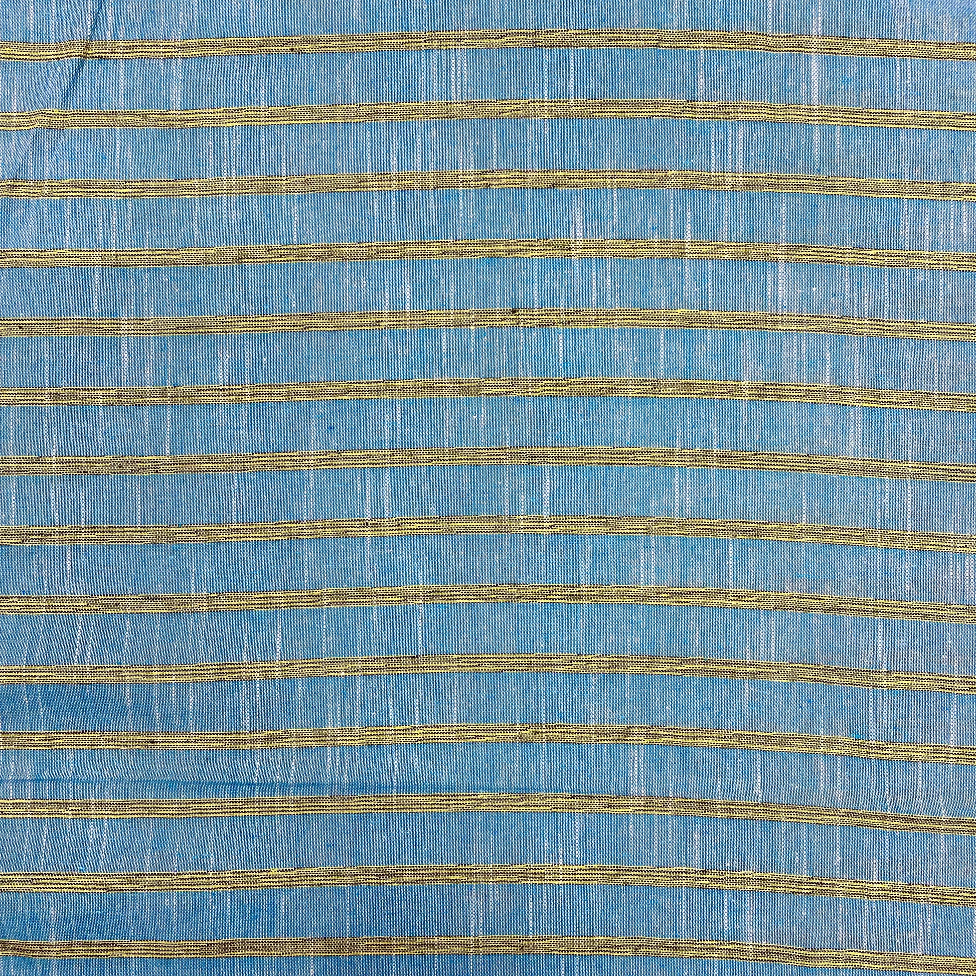 Sky Blue With Yellow Stripes South Cotton Fabric - TradeUNO