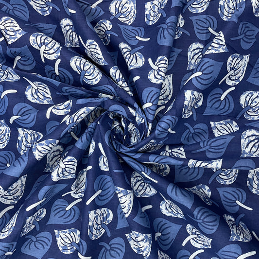 Blue & White Ajrakh Print Cotton Fabric