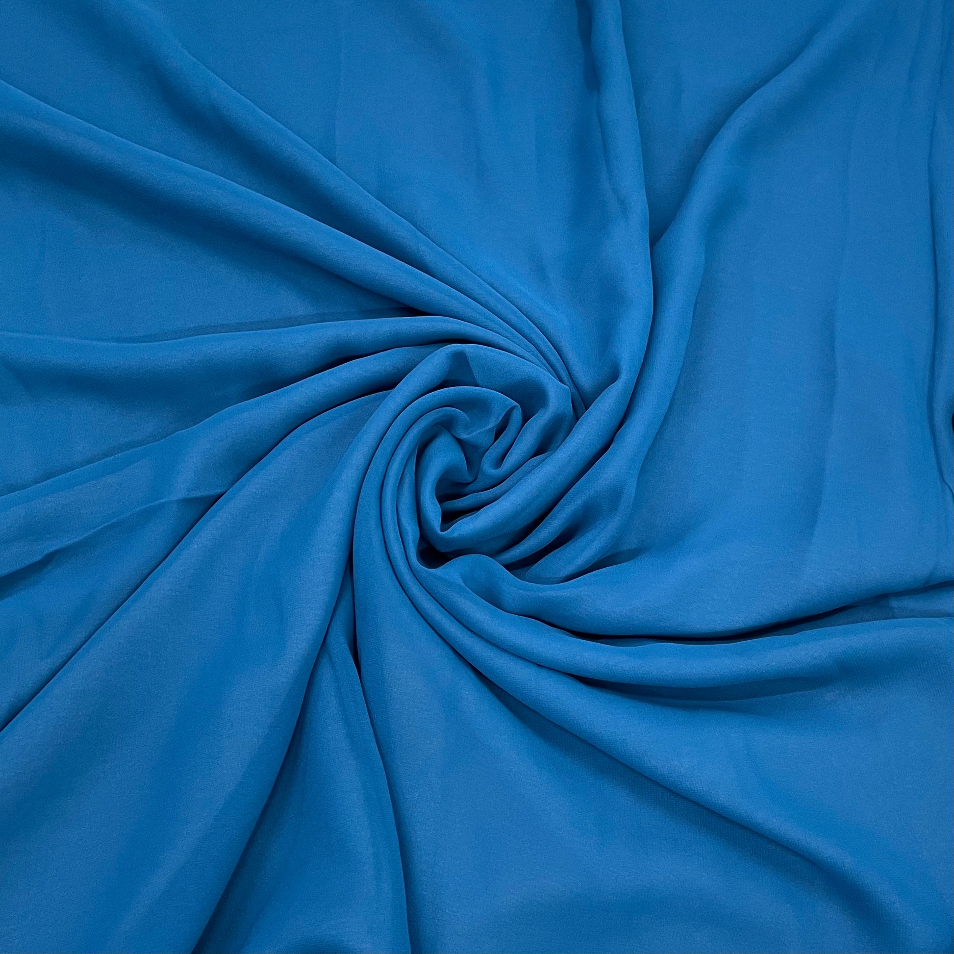 Cerulean Blue Solid Georgette Fabric - TradeUNO