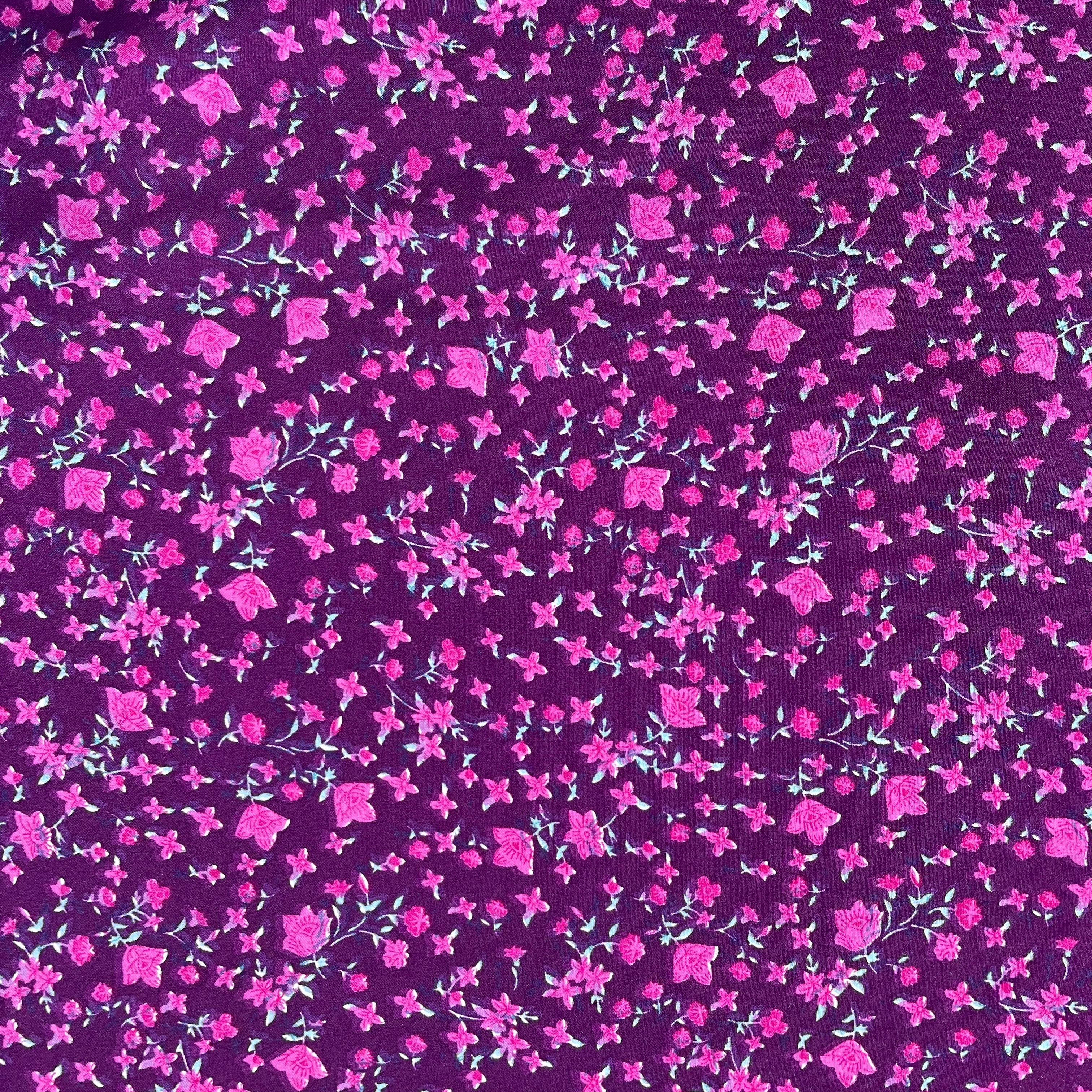 Purple Floral Crepe Fabric - TradeUNO