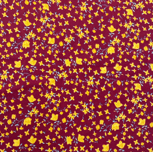 Red With Yellow Floral Crepe Fabric - TradeUNO
