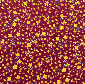 Red With Yellow Floral Crepe Fabric - TradeUNO