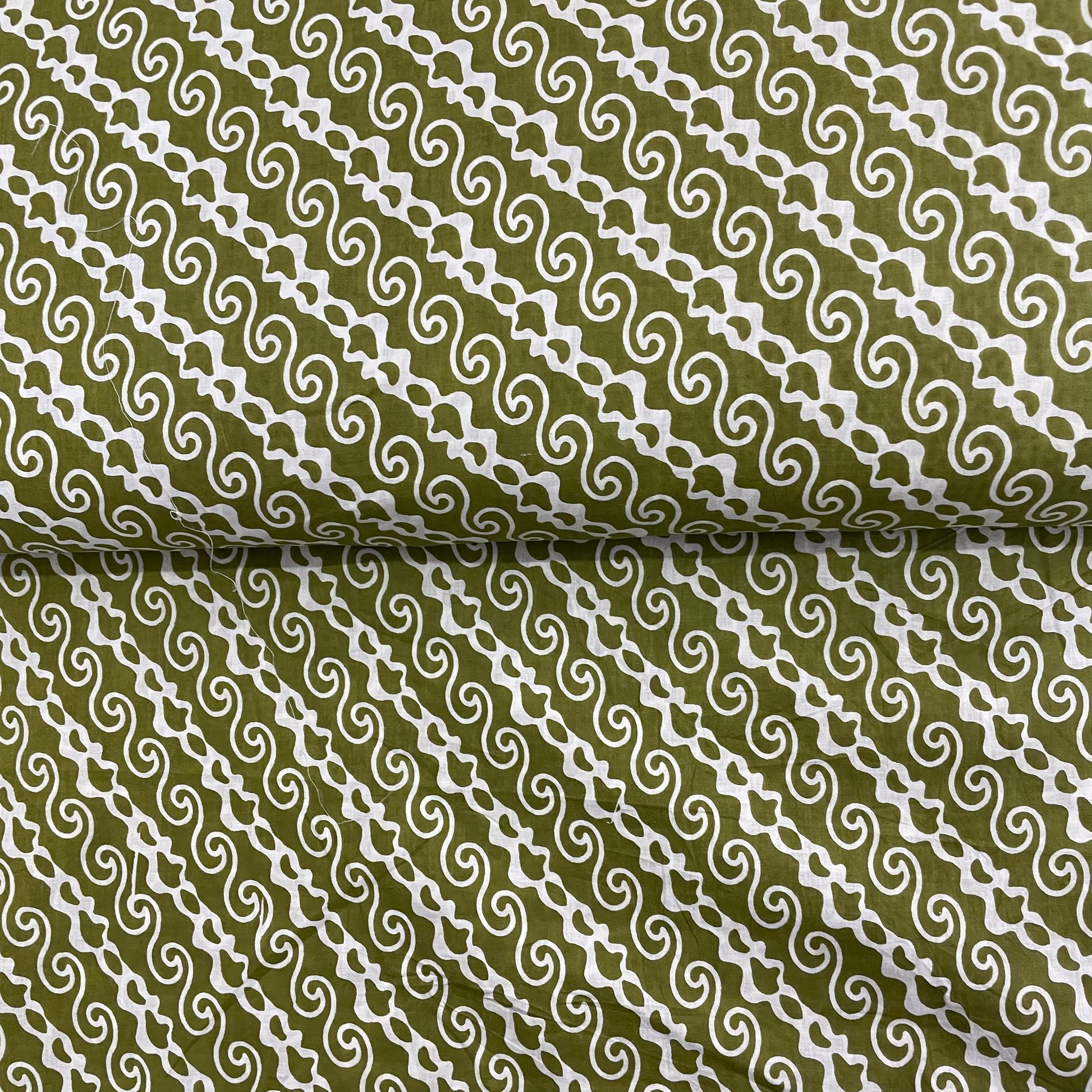 Green Bagru Print Cotton Fabric - TradeUNO