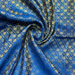 Navy Blue with Gold Zari Floral Banarasi Brocade Fabric - TradeUNO