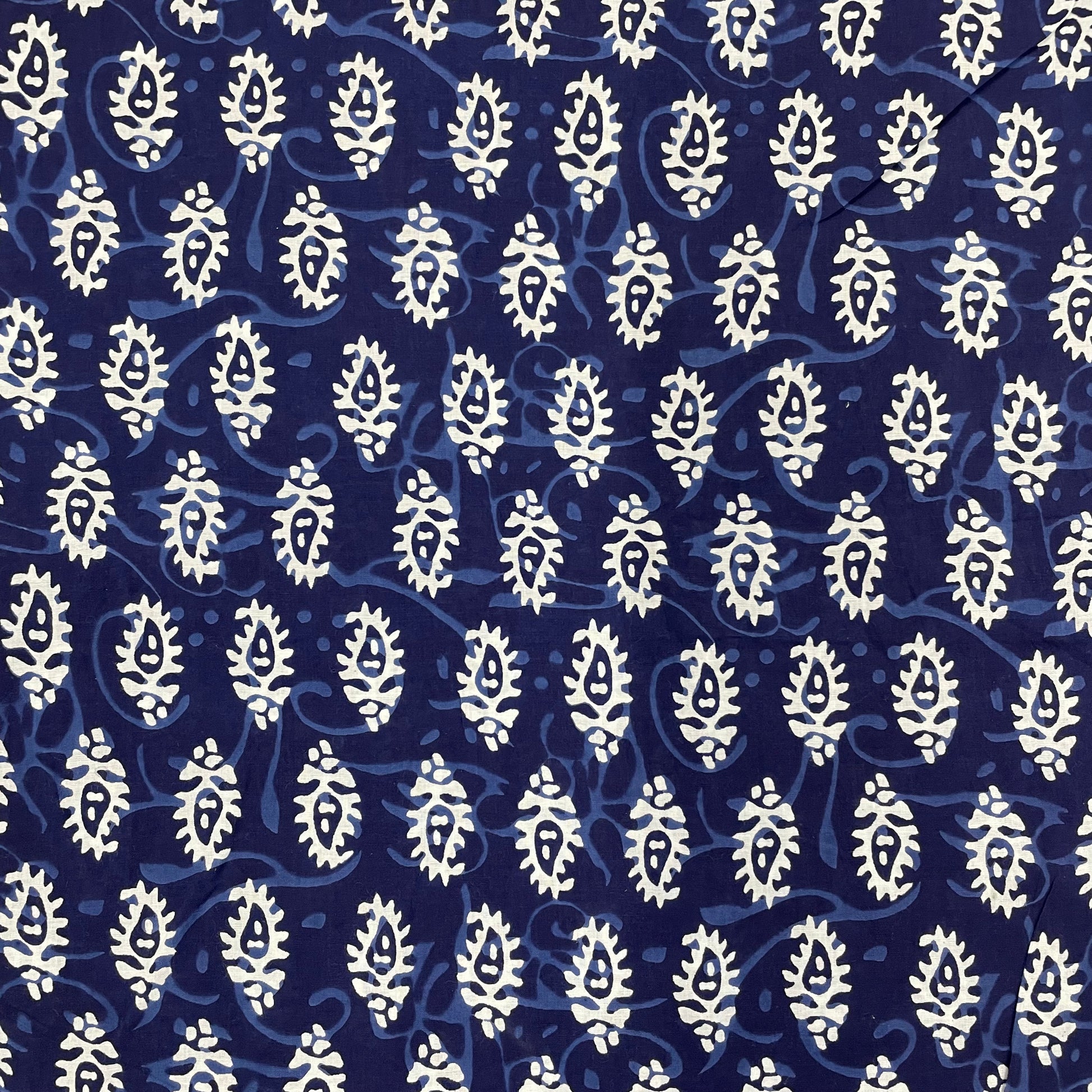 Indigo Paisley Print Cotton Fabric - TradeUNO
