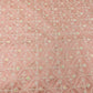 Peach Floral Embroidery Dupion Silk Fabric - TradeUNO
