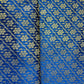 Navy Blue with Gold Zari Floral Banarasi Brocade Fabric - TradeUNO